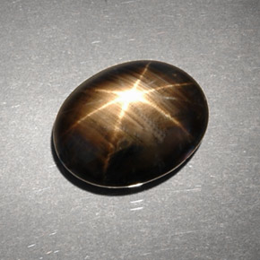 6.63캐럿 천연 검정색 스타 사파이어, 타원형 컷, 12.2×9.7 mm, 불투명체