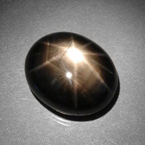 11.43캐럿 천연 검정색 스타 사파이어, 타원형 컷, 13.6×11.2 mm, 불투명체