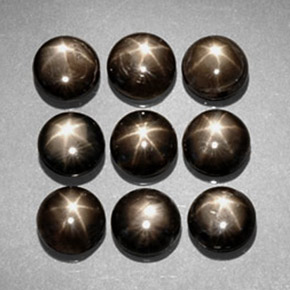 캐럿 천연 검정색 스타 사파이어 보석, 라운드 컷, 5.21 mm, 불투명체