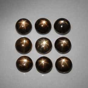 캐럿 천연 검정색 스타 사파이어 보석, 라운드 컷, 5.22 mm, 불투명체