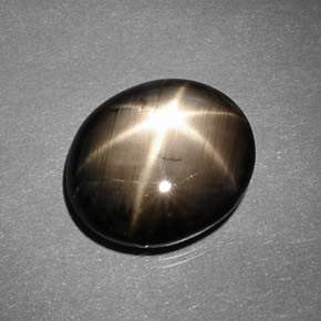 9.26캐럿 천연 검정색 스타 사파이어, 타원형 컷, 14.1×12 mm, 불투명체