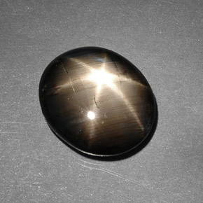 9.26캐럿 천연 검정색 스타 사파이어, 타원형 컷, 14.1×12 mm, 불투명체