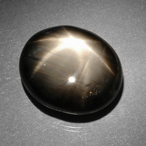 17.16캐럿 천연 검정색 스타 사파이어, 타원형 컷, 14.6×12.2 mm, 불투명체