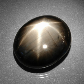 17.16캐럿 천연 검정색 스타 사파이어, 타원형 컷, 14.6×12.2 mm, 불투명체