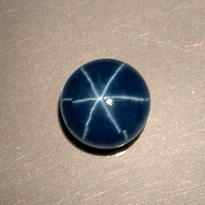 1.46캐럿 천연 블루 스타 사파이어, 라운드 컷, 6.42 mm, 불투명체