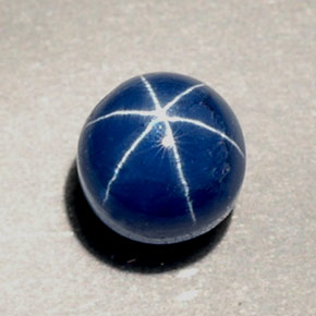 1.89캐럿 천연 블루 스타 사파이어, 라운드 컷, 5.95 mm, 불투명체