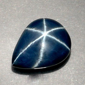 2.53캐럿 천연 블루 스타 사파이어, 배 모양, 9.4×7.4 mm, 불투명체