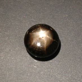 0.60캐럿 천연 검정색 스타 사파이어, 라운드 컷, 4.88 mm, 불투명체