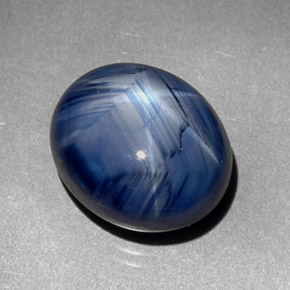 7.29캐럿 천연 블루 스타 사파이어, 타원형 컷, 11.1×9.3 mm, 불투명체