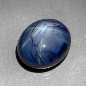 7.29캐럿 천연 블루 스타 사파이어, 타원형 컷, 11.1×9.3 mm, 불투명체