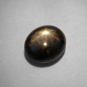 12.34캐럿 천연 검정색 스타 사파이어, 타원형 컷, 12.2×10.4 mm, 불투명체