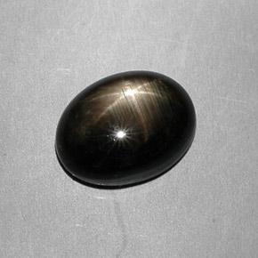 7.49캐럿 천연 검정색 스타 사파이어, 타원형 컷, 12.9×9.7 mm, 불투명체