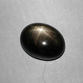 7.49캐럿 천연 검정색 스타 사파이어, 타원형 컷, 12.9×9.7 mm, 불투명체
