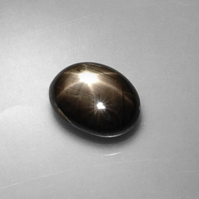 1.75캐럿 천연 검정색 스타 사파이어, 타원형 컷, 7.7×5.9 mm, 불투명체