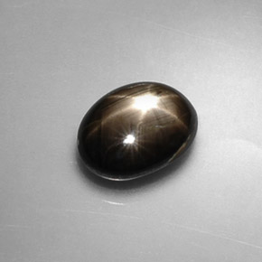 1.75캐럿 천연 검정색 스타 사파이어, 타원형 컷, 7.7×5.9 mm, 불투명체
