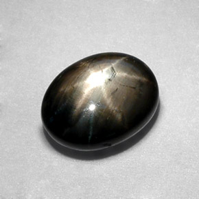 2.30캐럿 천연 검정색 스타 사파이어, 타원형 컷, 8×6.1 mm, 불투명체