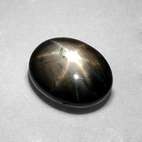 2.30캐럿 천연 검정색 스타 사파이어, 타원형 컷, 8×6.1 mm, 불투명체