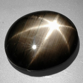 9.26캐럿 천연 검정색 스타 사파이어, 타원형 컷, 14.2×12 mm, 불투명체