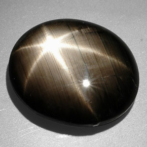 9.26캐럿 천연 검정색 스타 사파이어, 타원형 컷, 14.2×12 mm, 불투명체