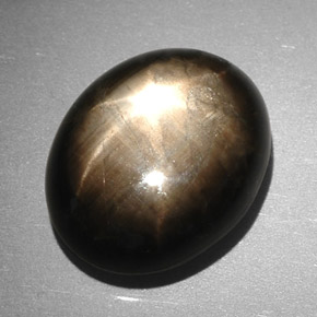 7.90캐럿 천연 검정색 스타 사파이어, 타원형 컷, 12.7×10.3 mm, 불투명체