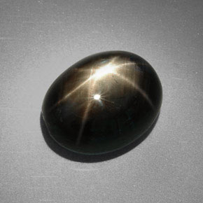 9.85캐럿 천연 검정색 스타 사파이어, 타원형 컷, 12.7×10 mm, 불투명체