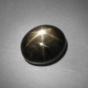 5.75캐럿 천연 검정색 스타 사파이어, 타원형 컷, 11.1×9.5 mm, 불투명체