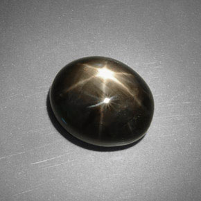 5.75캐럿 천연 검정색 스타 사파이어, 타원형 컷, 11.1×9.5 mm, 불투명체