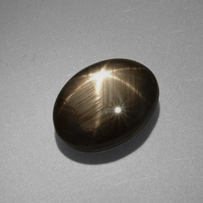 6.35캐럿 천연 검정색 스타 사파이어, 타원형 컷, 11.3×8.6 mm, 불투명체