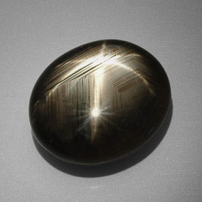 32.74캐럿 천연 검은색 스타 사파이어, 타원형 컷, 불투명체