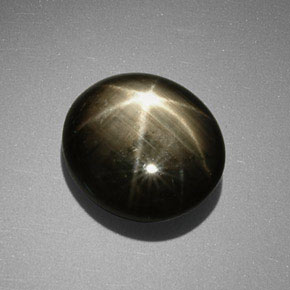 9.85캐럿 천연 검정색 스타 사파이어, 타원형 컷, 13×11.5 mm, 불투명체