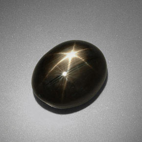 9.92캐럿 천연 검정색 스타 사파이어, 타원형 컷, 12.8×10 mm, 불투명체