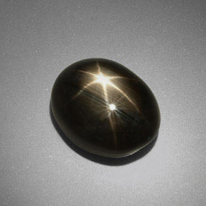 9.92캐럿 천연 검정색 스타 사파이어, 타원형 컷, 12.8×10 mm, 불투명체