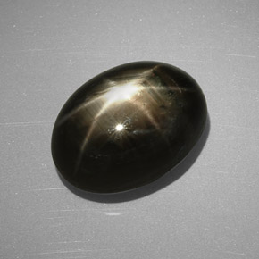 9.24캐럿 천연 검정색 스타 사파이어, 타원형 컷, 13.1×9.9 mm, 불투명체