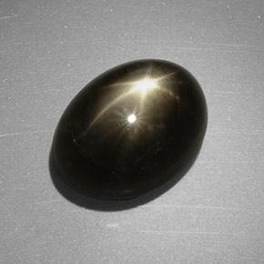 7.55캐럿 천연 검정색 스타 사파이어, 타원형 컷, 11.6×8.6 mm, 불투명체