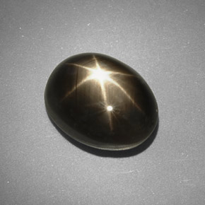 5.66캐럿 천연 검정색 스타 사파이어, 타원형 컷, 10.9×8.3 mm, 불투명체