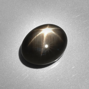 6.28캐럿 천연 검정색 스타 사파이어, 타원형 컷, 12.1×9.4 mm, 불투명체