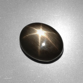 6.17캐럿 천연 검정색 스타 사파이어, 타원형 컷, 11.9×9.5 mm, 불투명체