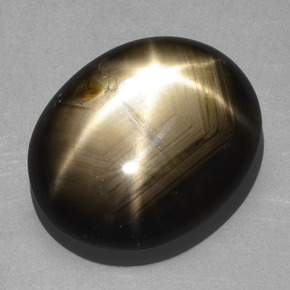 20.32캐럿 천연 검정색 스타 사파이어, 타원형 컷, 19.2×15.9 mm, 불투명체