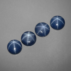 캐럿 천연 블루 스타 사파이어 보석, 라운드 컷, 6.00 mm, 불투명체
