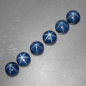 캐럿 천연 파란색 스타 사파이어 보석, 라운드 컷, 불투명체