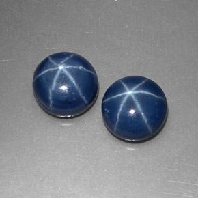캐럿 천연 블루 스타 사파이어 보석, 라운드 컷, 6.16 mm, 불투명체
