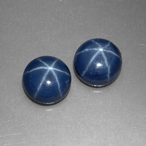 캐럿 천연 블루 스타 사파이어 보석, 라운드 컷, 6.16 mm, 불투명체