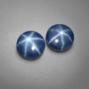 캐럿 천연 블루 스타 사파이어 보석, 라운드 컷, 6.26 mm, 불투명체