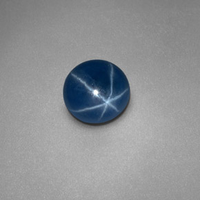 0.97캐럿 천연 블루 스타 사파이어, 라운드 컷, 5.91 mm, 불투명체