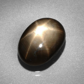 6.62캐럿 천연 검정색 스타 사파이어, 타원형 컷, 12.9×9.4 mm, 불투명체