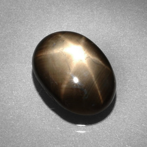 6.62캐럿 천연 검정색 스타 사파이어, 타원형 컷, 12.9×9.4 mm, 불투명체