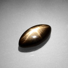 3.55캐럿 천연 검정색 스타 사파이어, 마퀴즈, 12.3×6.3 mm, 불투명체