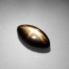 3.55캐럿 천연 검정색 스타 사파이어, 마퀴즈, 12.3×6.3 mm, 불투명체
