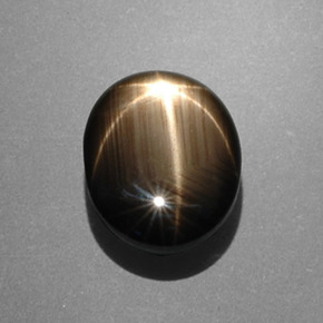 7.53캐럿 천연 검정색 스타 사파이어, 타원형 컷, 12.5×9.8 mm, 불투명체