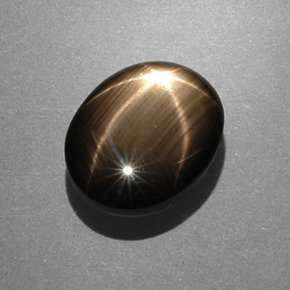 7.53캐럿 천연 검정색 스타 사파이어, 타원형 컷, 12.5×9.8 mm, 불투명체